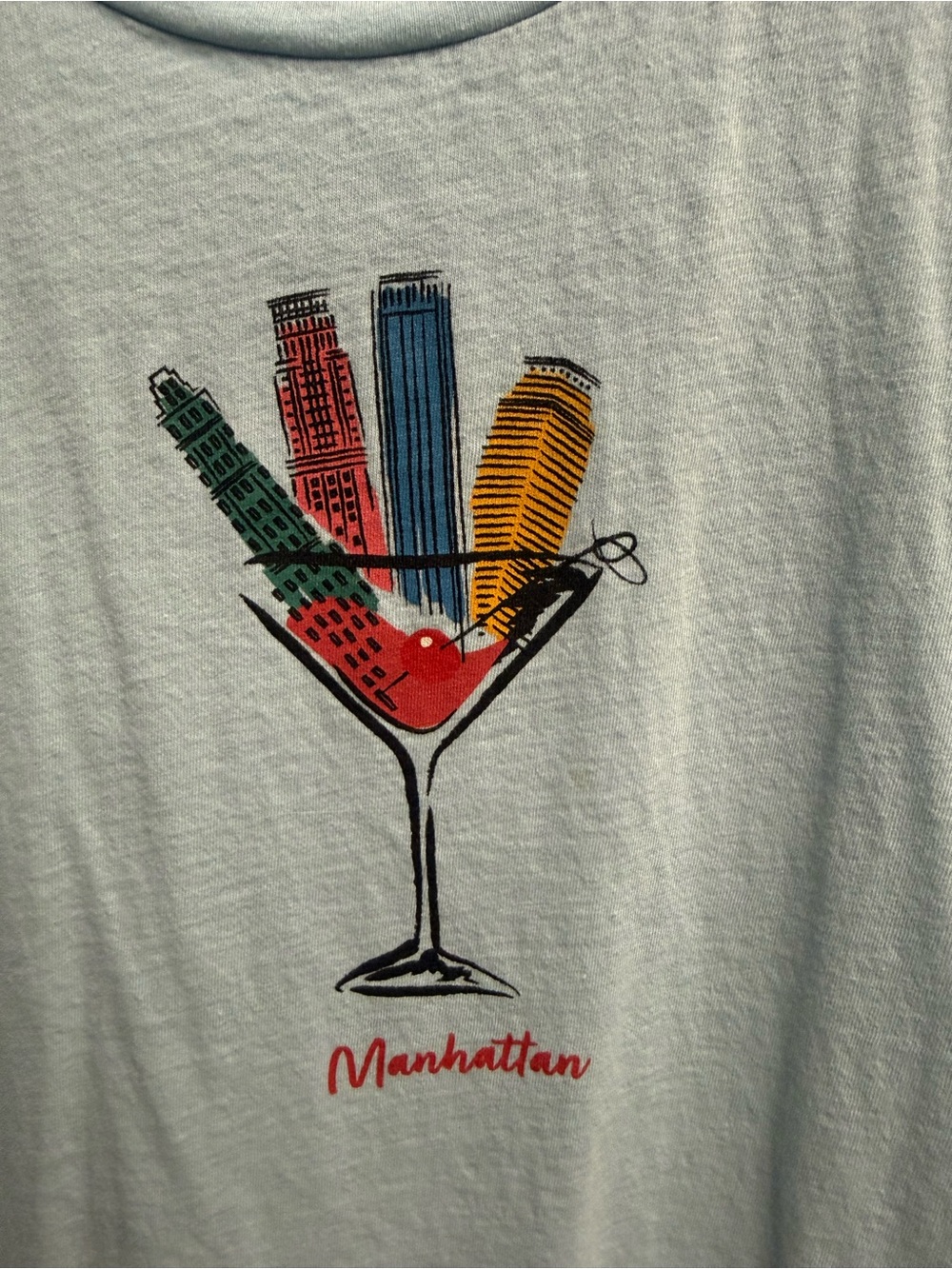 J Crew Manhattan Graphic Tee - Light Blue Shirt